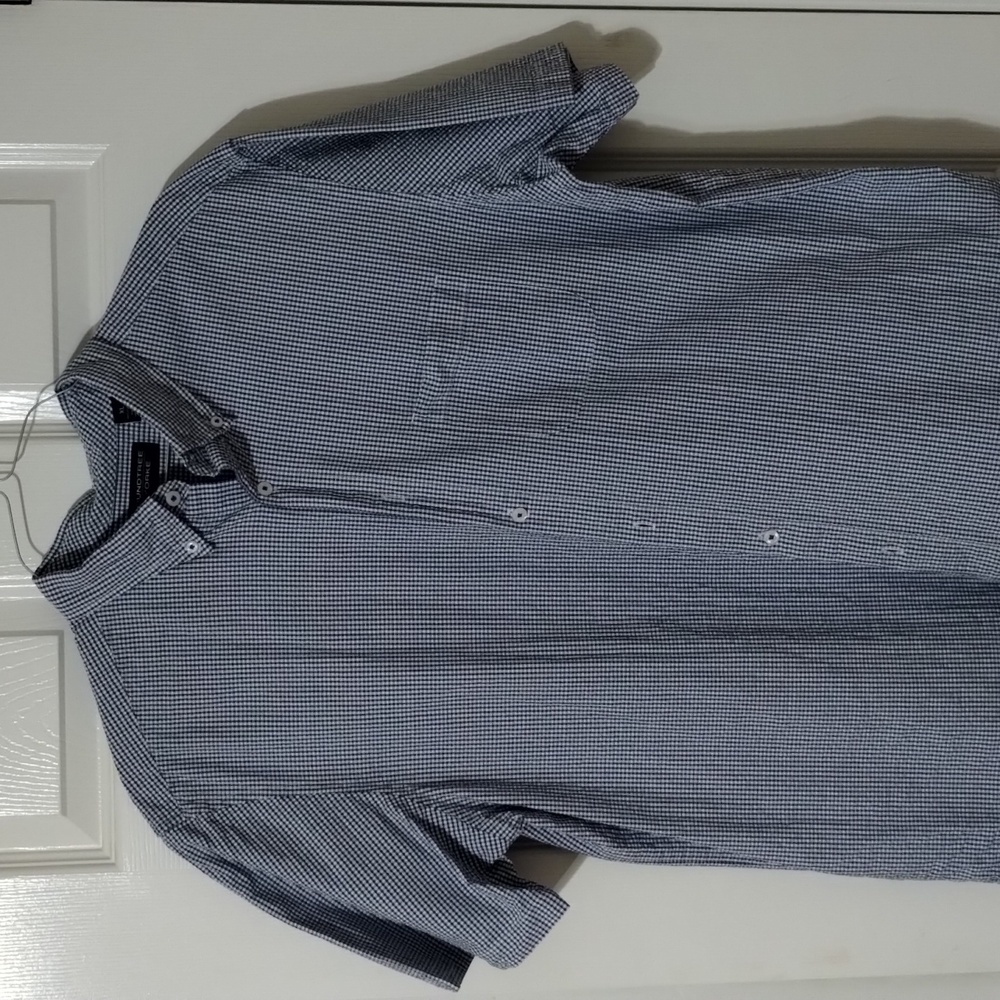 Roundtree Yorke Short sleeve button down shirt XL blue plaid
